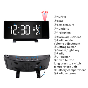 Réveil avec <span class=keywords><strong>projection</strong></span> <span class=keywords><strong>au</strong></span> <span class=keywords><strong>plafond</strong></span>, écran de puissance LED, <span class=keywords><strong>radio</strong></span> FM, couleur changeante, réveil avec lumière - Product Image 2