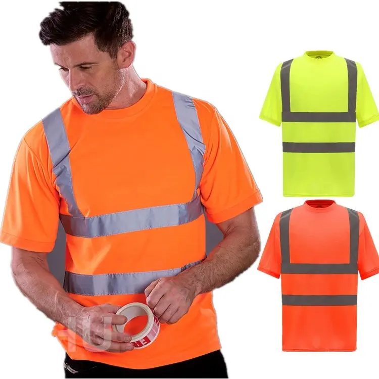 OEM लोगो कस्टम आउटडोर काम संरक्षण निर्माण उद्योग उच्च दृश्यता चिंतनशील सुरक्षा सुरक्षा टीशर्ट टी शर्ट टी शर्ट