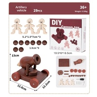 Ensemble de jeu interactif en bois de hêtre : Avion en bois, catapulte, échelle, canon avec figurines de poupées – Jouet éducatif fait main pour l'apprentissage des enfants
