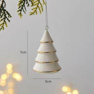 Nordic Square Ceramic <b>Christmas</b> <b>Tree</b> Pendant Ornaments Factory Wholesale 7x5cm <b>Mini</b> <b>Christmas</b> Gift - Product Image 3