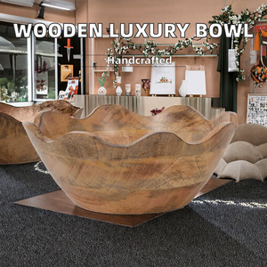 Tazón de Madera de Acacia Pulida Natural Hecho a Mano, de Lujo, para Servir Ensaladas y Frutas, Decorativo para el Hogar y Restaurantes, 0.4 kg - Product Image 2
