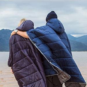 Saco de dormir con capucha aislante Woqi, estilo sobre, 115 cm x 140 cm, ligero, a prueba de viento, manta portátil para adultos - Product Image 2