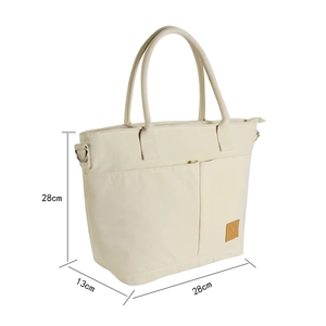 Bolsa de Compras de Lona Resistente de 24 oz para Mujer, con Bolsillos y Cremallera, Logotipo Personalizable, Bolsos de Mano para Mujer, Bolsa Refrigerante Portátil - Product Image 6