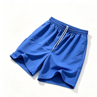 Short de bain pour homme à séchage rapide, bleu uni, avec cordon de serrage, short de plage décontracté, taille élastique, coupe ample, short de surf d'été, vente en gros personnalisée