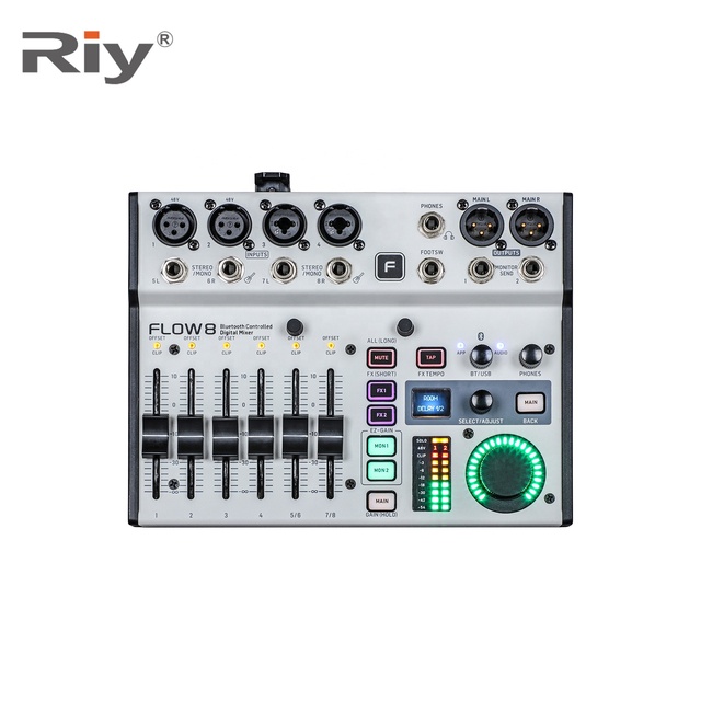 Flow8 USB/Wireless Digital Audio Mixer with Noise Cancelling and Metal Construction for Live Sound and Studio Use