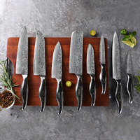 Couteau en acier Damas forgé à la main, 8 pouces, ensemble de couteaux de cuisine en acier Damas