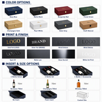 Boîte cadeau rigide pour vin personnalisée marine |   Fermoir en métal doré |   Logo en feuille d'or |   Insert en velours |   Couvercle à charnières |   MOQ 100 PCS OEM & ODM