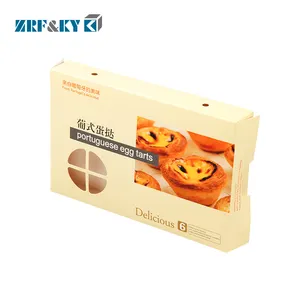 メーカーサプライヤーエッグタルトカスタマイズ可能なパターン焼き菓子UVコーティング段ボールクッキー包装ボックス窓付き