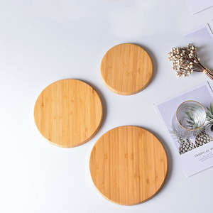 Bamboo Coaster <b>Set</b> <b>Square</b> And Round Natural Wood Heat Insulating Placemat For Kitchen Table Use - Product Image 3