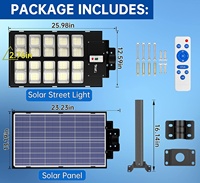 Lampadaires solaires LED tout-en-un 520000LM 6500K IP67 Étanche Détecteur de mouvement Télécommande Crépuscule Aube