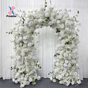 Arche de roses artificielles en soie blanche, décoration de toile de fond de mariage moderne de luxe, faite à la main, de niche - Product Image 1