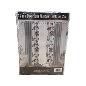 Venta al por mayor de alta calidad 7 Uds ojales de impresión cortinas de ventana confeccionadas con Fundas de cojín a juego para la sala de estar - Product Image 1