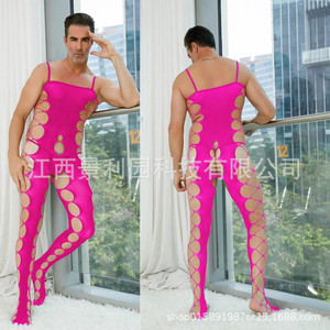 Men Sexy Mesh Bodysuit <b>Fishnet</b> Tights Hollow Out Temptation Underwear Spring 2024 Nylon Spandex - Product Image 5