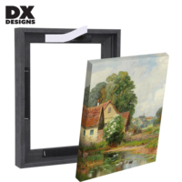 Cadre flottant moderne en bois massif DX Designs pour toile murale, cadre photo noir en L pour peinture à l'huile, taille personnalisée