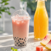 Op maat gemaakte bedrukte single wall milk bubble fruitthee koffie beker van 90 mm diameter, transparant, food-grade PP, met deksels