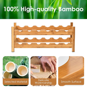 Porte-vin <span class=keywords><strong>en</strong></span> <span class=keywords><strong>bambou</strong></span> à 2 niveaux, 12 bouteilles, support de rangement pour vin sur comptoir, étagère de présentation de vin robuste pour la cuisine et le <span class=keywords><strong>bar</strong></span>, directement de l'usine - Product Image 3