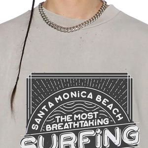 เสื้อยืดโอเวอร์ไซส์ผู้ชาย ผ้าคอตตอน 100% หนัก 220 กรัม พิมพ์ลายกราฟิกด้วยเทคนิคซิลค์สกรีน สำหรับฤดูร้อน รับสกรีนโลโก้ตามแบบ - Product Image 3