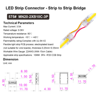Borne de bande LED à connexion rapide Snap-fit 10MM 3Pin CCT Connecteur LED flexible pour éclairage de bande LED COB 10MM