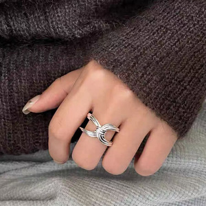 S925 Sterling <b>Silver</b> Bowknot Openwork <b>Ring</b> <b>Adjustable</b> For Women Everyday Wear - Product Image 1