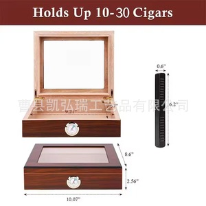 Boîte de rangement pour cigares en bois, boîte de collection de cigares, boîte humidificatrice pour cigares en bois faite à la main, boîte carrée en bois à couvercle rabattable - Product Image 4