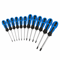 Perangkat Obeng Torx Profesional 12 Pcs Magnetik T5-T40 Set Obeng Bintang untuk Perawatan Garasi Otomotif