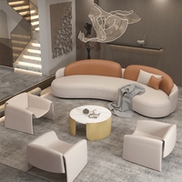 Hotel Lobby Leder gebogenes Sofa Mode High-End-VIP-Empfang Sofa Möbel Set Lounge Club Arced Sofa Design