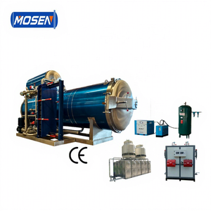 เครื่องนึ่งฆ่าเชื้อแบบอัตโนมัติชนิดแนวนอน ยี่ห้ออินดัสเทรียล โมเซน พร้อมระบบฉีดน้ำแรงดันสูง สำหรับอาหารกระป๋องประเภทแกง/ซอสพริกบรรจุซอง - Product Image 1