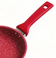 Poêle à frire antiadhésive en granit rouge, poêle en aluminium avec poignée en silicone résistante à la chaleur, compatible induction