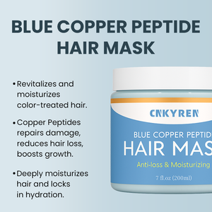 GHK-Cu Traitement de croissance des cheveux Extrait de <span class=keywords><strong>biotine</strong></span> <span class=keywords><strong>Masque</strong></span> peptidique en cuivre bleu Crème nourrissante anti-chute de cheveux Soin hydratant en profondeur - Product Image 3