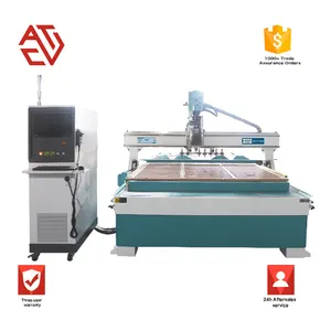 Multipurpose Full Automatic ACUT 1325 9kw ATC Woodworking CNC Router with 8 sets Tools