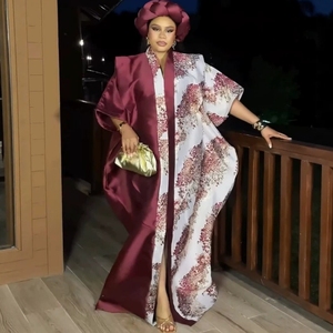 <span class=keywords><strong>Robe</strong></span> africaine de luxe J73 grande taille pour femme, vêtement ample à manches mi-longues, imprimé, style <span class=keywords><strong>Boubou</strong></span> Femme Dashiki avec foulard - Product Image 2