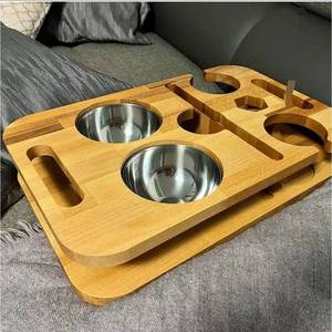 Solid Wood Desktop <b>Snack</b> <b>Tray</b> With Handle Rectangle Serving <b>Tray</b> For Sofa Coffee Table Fruit And Dried Fruit Storage - Product Image 4