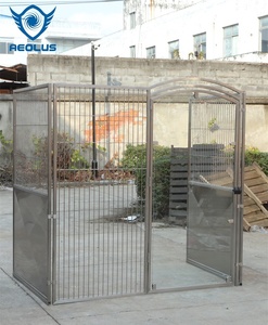 야외용 전문 대형견 켄넬 6X4X8 견고한 플라스틱 트레이 스테인리스 스틸 프레임 - Product Image 2