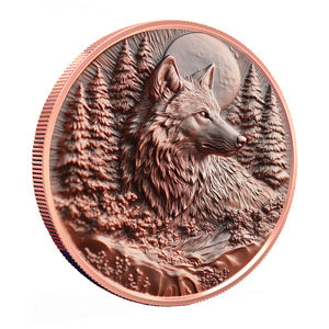 Zarif Yüksek Rölyefli 1 oz 999 Saf Bakır Madeni Para Kurt Hayvan Temalı Üretici Direkt Tedarik Ücretsiz Kalıp Ücreti Toptan Perakende - Product Image 2