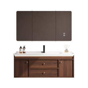 Nouveau meuble <span class=keywords><strong>de</strong></span> salle <span class=keywords><strong>de</strong></span> bain en noyer 48 pouces meuble <span class=keywords><strong>de</strong></span> salle <span class=keywords><strong>de</strong></span> bain mural avec miroir anti-désembuage - Product Image 3