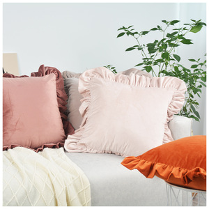 Ruffled Plush <b>Throw</b> Pillow Case 18x18 Inches Soft Velvet Decorative Cushion Cover <b>For</b> <b>Sofa</b> Bed Home Decor Orange - Product Image 5
