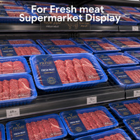 Plateau alimentaire en plastique PP antidérapant personnalisé avec nervures de drainage pour l'emballage des aliments frais, des fruits et de la viande en supermarché