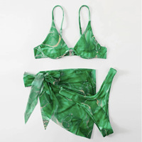 Nouveau style 2026 – Maillot de bain européen pour femme – Bikini trois pièces sexy à motif marbré, impression numérique, tissu respirant – Vente en gros