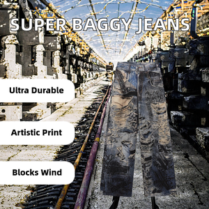 Jeans Unisex de Mezclilla Anchos con Estampado Paisley de Dibujos Animados, 100% Algodón, Transpirables, Ecológicos, Corte Súper Holgado, 2023 - Product Image 2