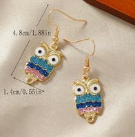 Pendientes colgantes con forma de búho de dibujos animados, coloridos y bonitos, joyería versátil para mujer estilo bohemio