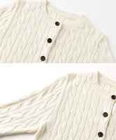 Hersteller-OEM Weiche Baumwolle Kaschmir Acryl Strickoberteil Klassische Zopfmuster-Strickjacke Modische Lässige Slim-Fit Damenpullover