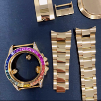 Luxuriöse High-End 40mm Regenbogen-Edelstein-Lünette Moissanit Automatik-Chronograph Mechanische Uhr mit Goldenem Edelstahlgehäuse
