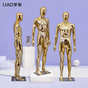 Krom altın erkek tam vücut manken erkekler kukla tabanı ile 2024 yeni moda bezler butik ekran - Product Image 2
