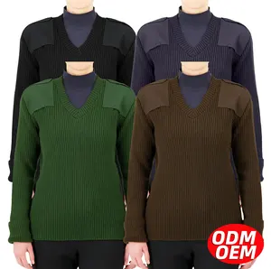 OEM/ODM Unisex Government Official Uniform Jumper Civil Servant Office Pullover V-Neck Knitted Uniform Sweater with Custom Logo