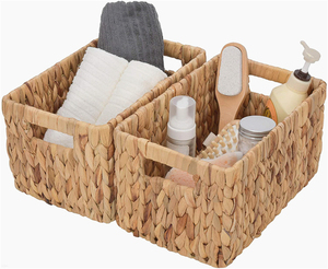 Cestas Cuadradas de Mimbre para Lavandería, Cestas Grandes Tejidas Africanas, Sin Regalo para Niños, Cubo de Mimbre con Tapa, Cesta de Jacinto de Agua - Product Image 1