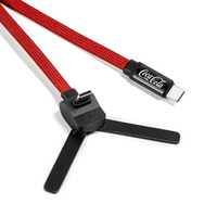 Câble de charge USB C vers USB C en nylon tressé tendance 2027, avec support de téléphone intégré, cordon de charge rapide Type C pour téléphone portable