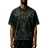 T-shirt Vintage Décontracté Oversize Col Rond Streetwear Hip Hop Classique Effet Délavé Brodé Style Old Money – Nouveauté Fournisseur