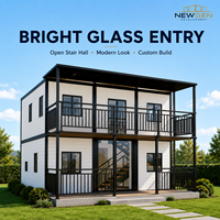 NEWGEN DEVELOPMENT Casa Modular Prefabricada de Estilo Europeo Moderno con Paneles Sándwich, Entrada con Cristal Transparente, Escalera Abierta, Construcción Personalizada