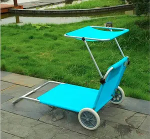 Chaise de plage à baldaquin en aluminium avec roues parasol, lit pliant pour salon de plage