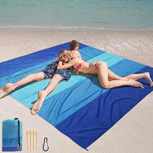 비치 담요 방수 및 모래 방지 비치 매트 2-8 성인 빠른 건조 야외 피크닉 매트 여행 캠핑 하이킹 - Product Image 1